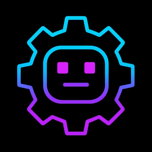 robot face inset in a toothed gear