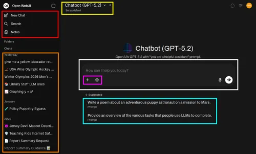 annotated image of chatbot interface